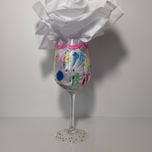 Hand Painted Happy Birthday Wine Glass by De-Lite - Picture 10 of 13